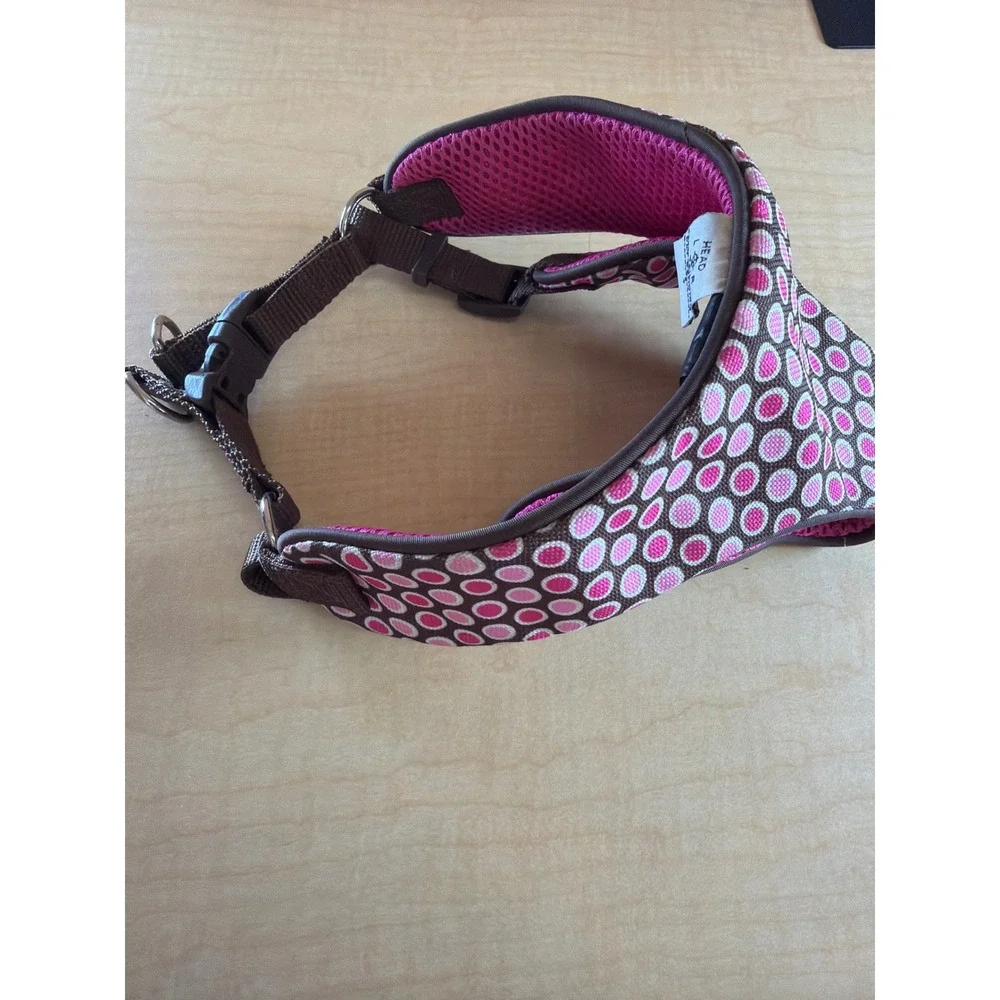 Top Paw Pink Brown Polka Dot Mesh Padded Dog Harness Size Sm Step In Adjustable